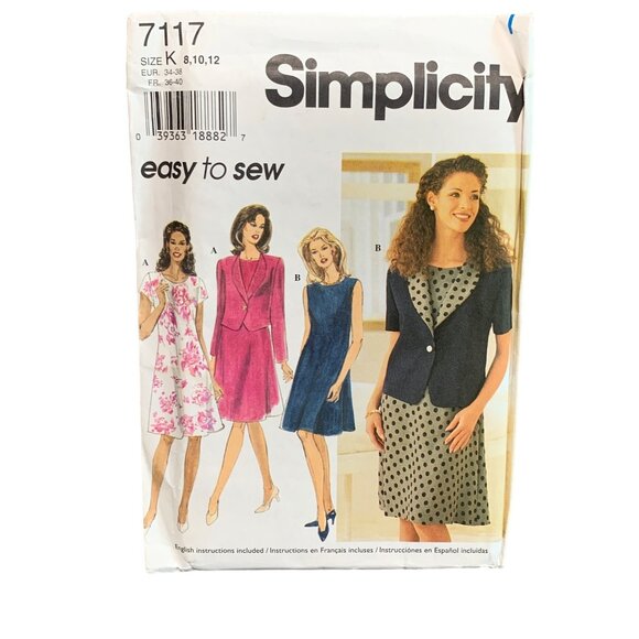Simplicity 7117 Easy to Sew Misses Jacket & Dress Pattern Size 8 10 12 - Picture 1 of 2